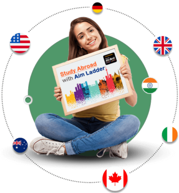 Student holding study abroad sign