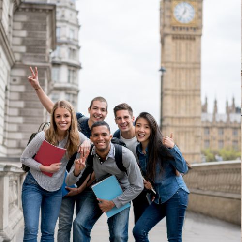 Group of students in London